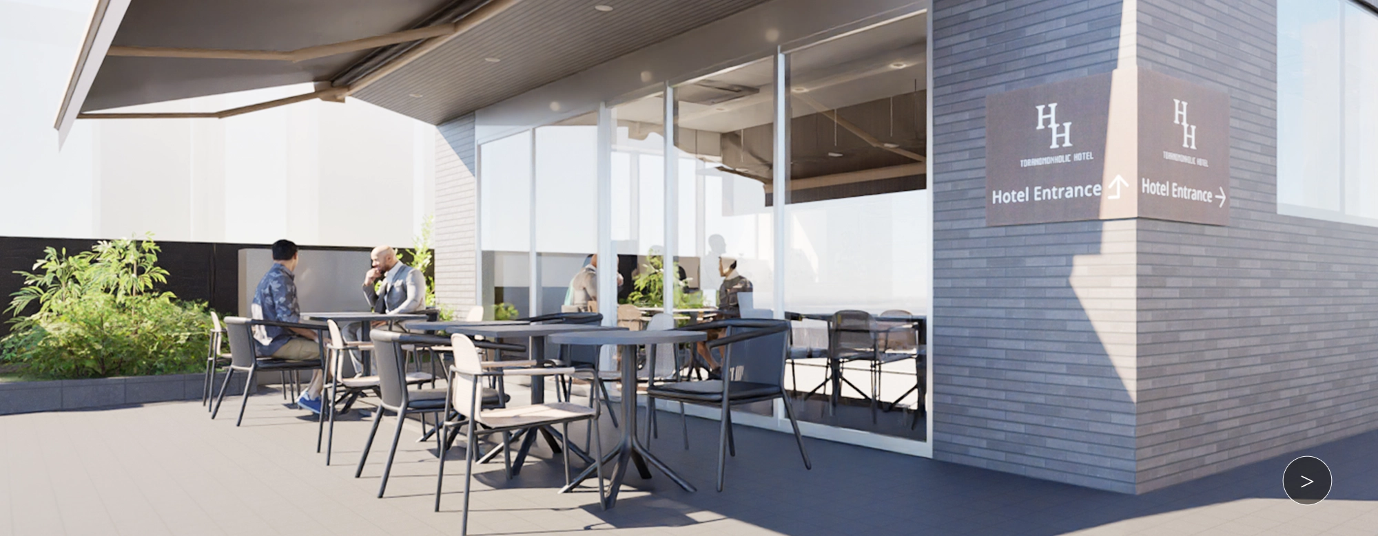 테라스 좌석을 갖춘 개방적인 카페 & BAR